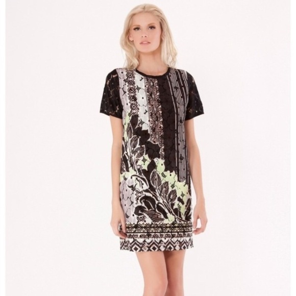 Hale Bob Sage Printed Lace Dress M